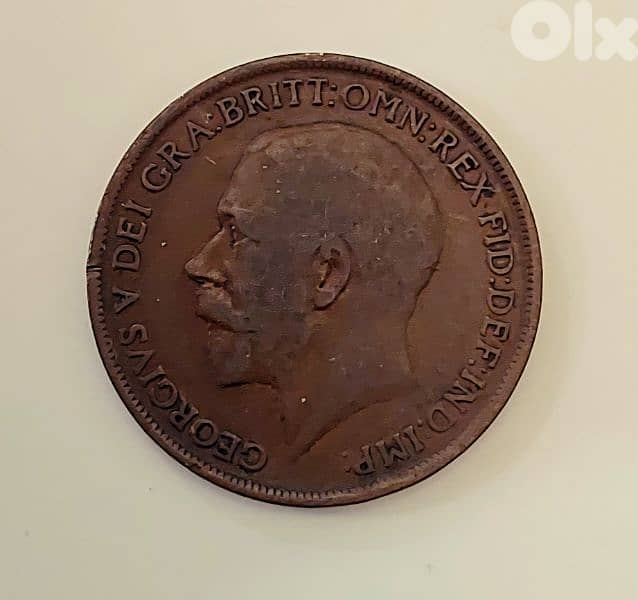 England 1912 King George V large bronze penny coin 0
