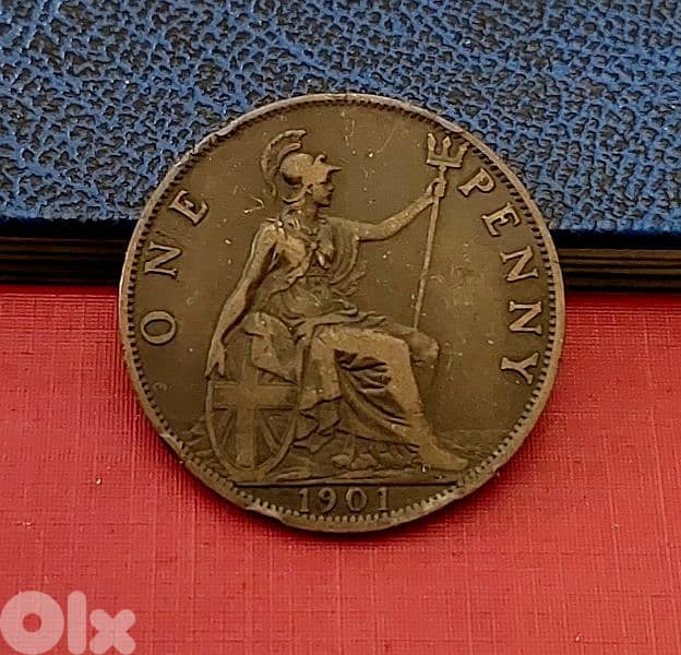 England 1901 Queen Victoria large bronze penny coin 1