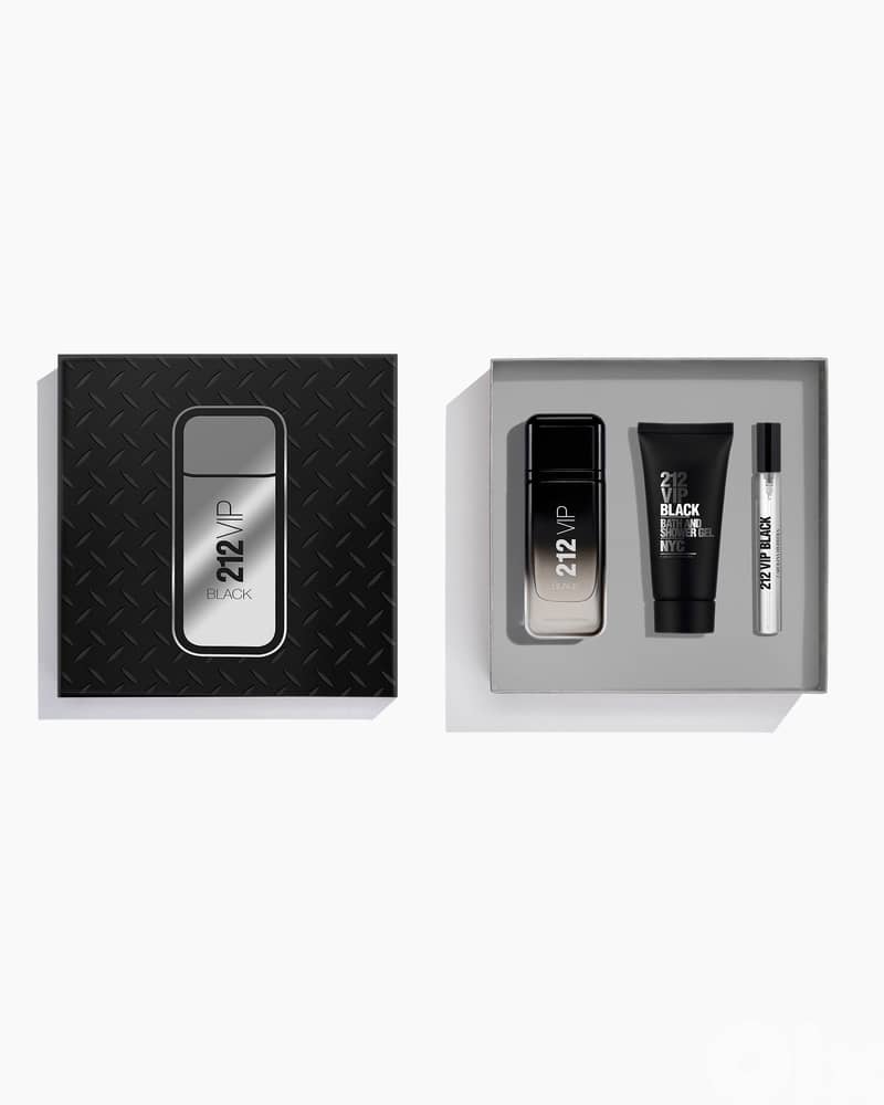 Carolina Herrera Set 212 VIP Black 100ml Eau de Parfum, 100ml Shower Gel and Megaspritzer 10ml 1