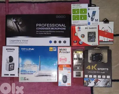 pc camera, condenser mic,repeater,and 8 other items all at. 100 $
