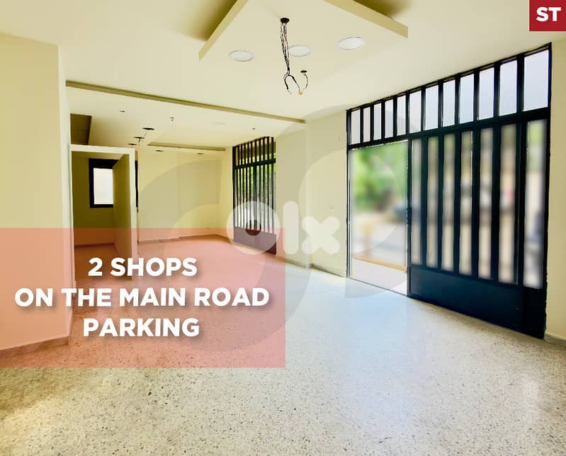 2 shops, on the main road, parking, Ghadir/غدير REF#ST133328 0