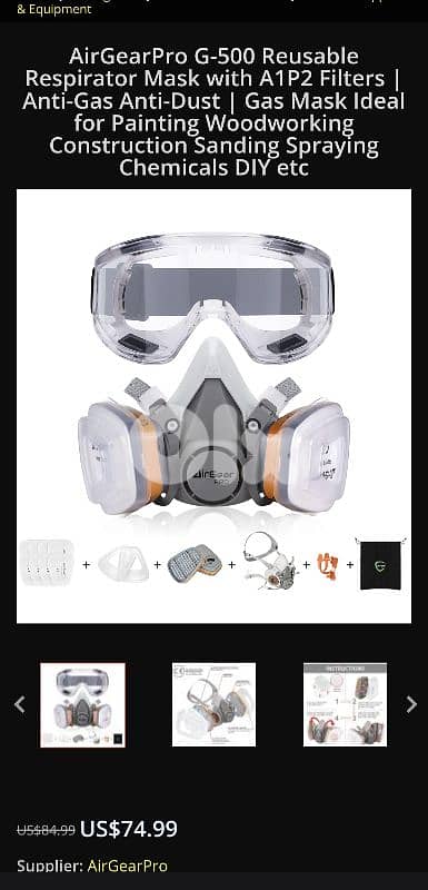 AirGearPro G-500 Respirator mask/ 4$ delivery 6