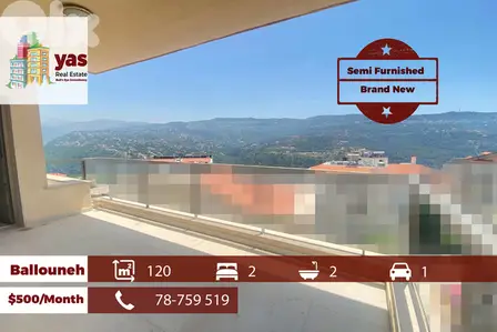 Ballouneh 120m2 | Semi Furnished | Rent | Brand New | KS