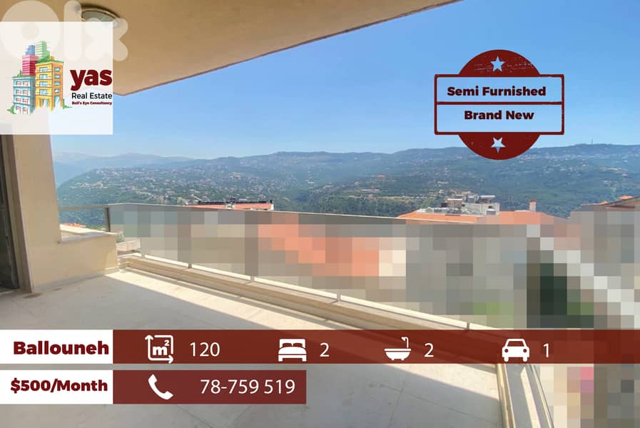 Ballouneh 120m2 | Semi Furnished | Rent | Brand New | KS 0