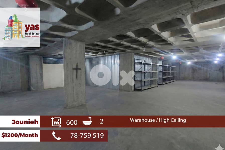 Jounieh 600m2 | Warehouse | Rent | Prime Location | High Ceiling|IV/EH 0