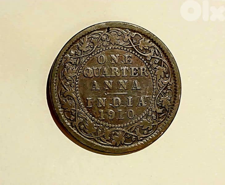 British India 1910 King Edward VII quarter Anna bronze coin 0