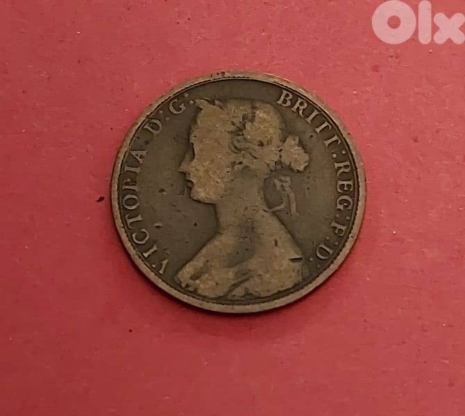 England Queen Victoria 1862 half penny bronze coin 0