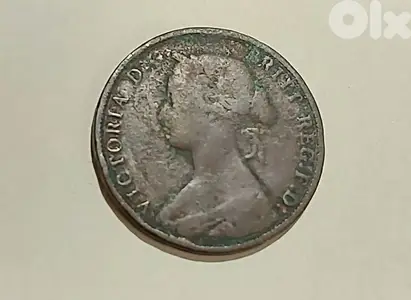 England Queen Victoria 1861 half penny bronze coin