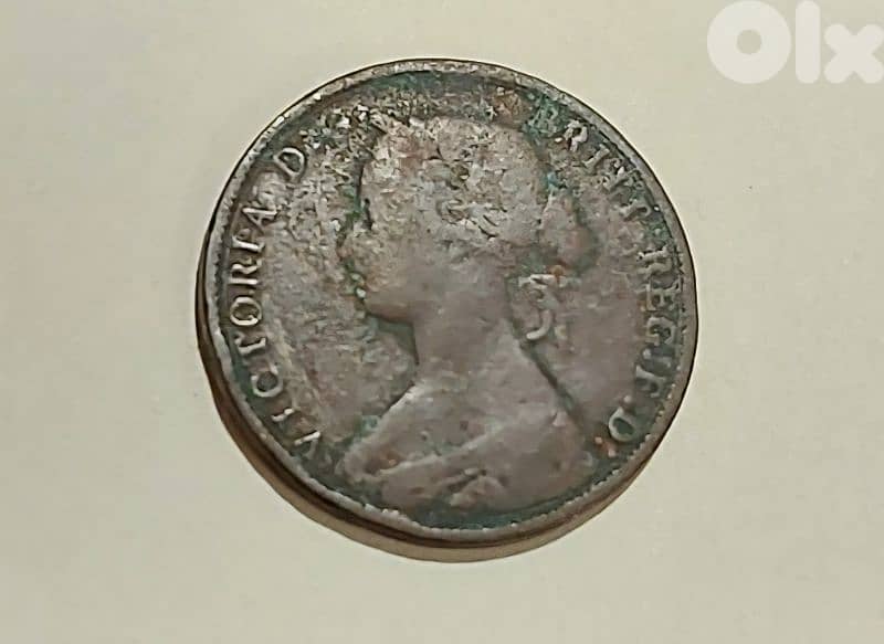 England Queen Victoria 1861 half penny bronze coin 0