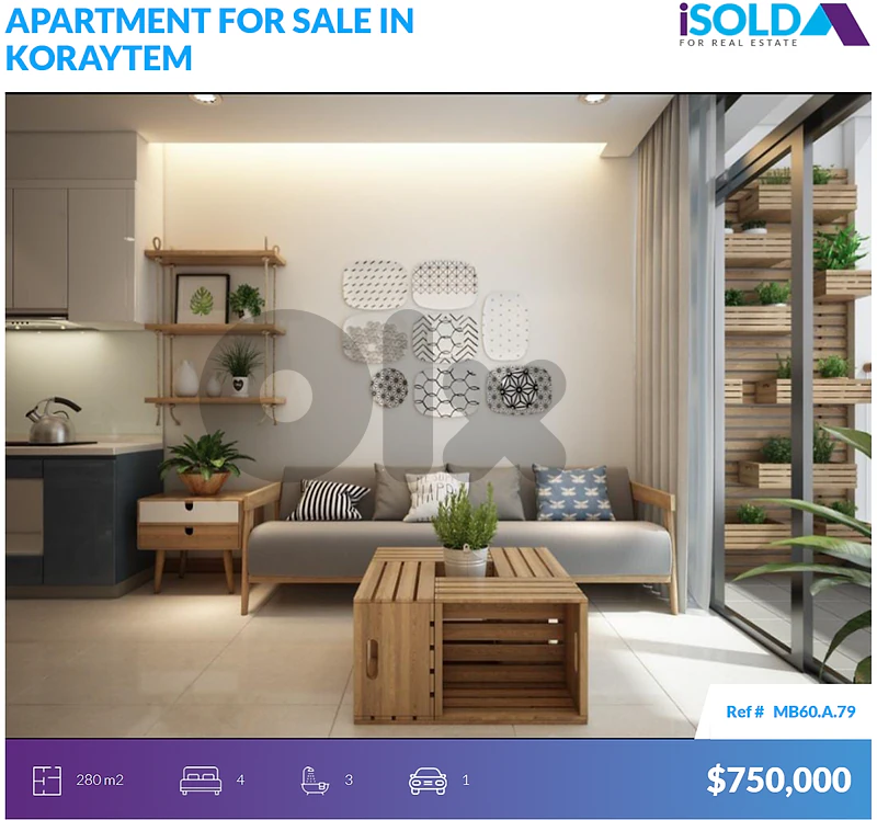 280m2 apartment+open view 4sale in Koraytem - شقة للبيع في قريطم