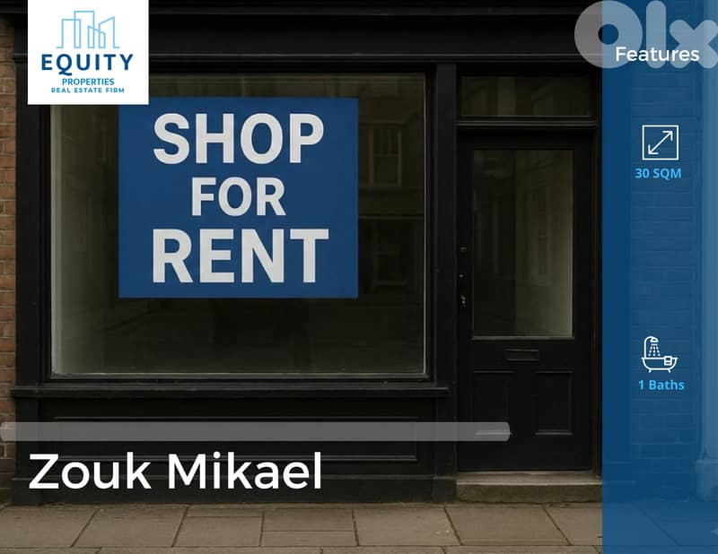 30 SQM Shop For Rent In Zouk Mikael Great Location #RK17726 0