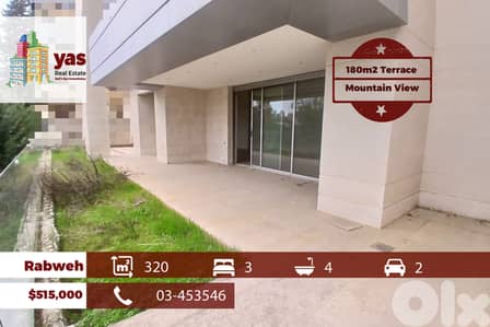Rabweh 320m2 | 180m2 Terrace | Mountain View | Spacious Flat | MJ
