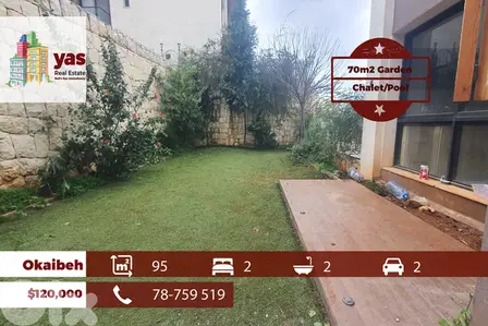 Okaibeh 95m2 | 70m2 Garden | Pool Access | Prime Location | ABA