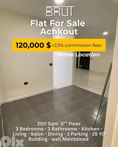 200 sqm Apartment for sale in Achkout - prime location