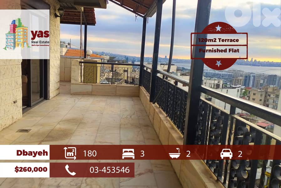 Dbayeh 180m2 | 120m2 Terrace | Furnished | Sea View | Catch | PAN 0