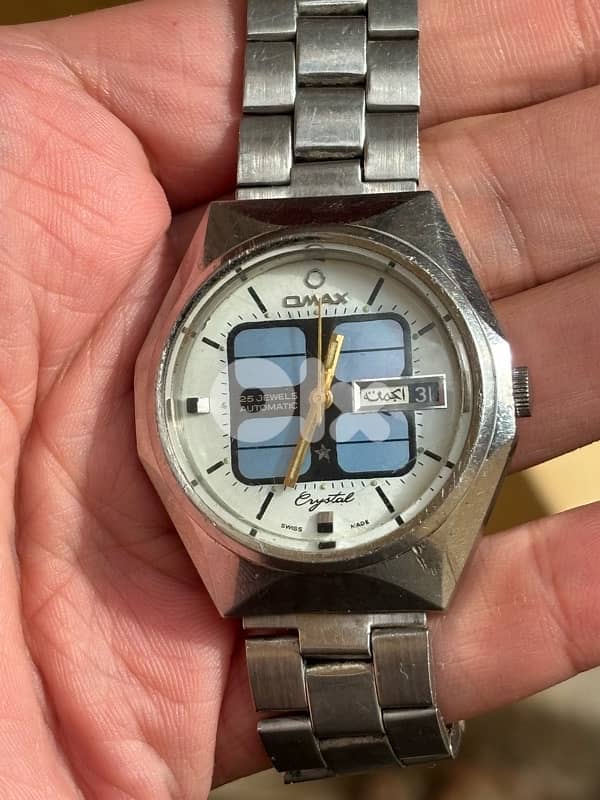 Vintage Omax Crystal Automatic - Swiss 25 Jewel - Arabic Day/Date 0