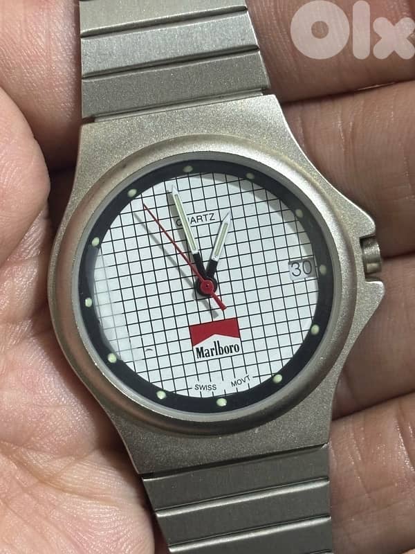 Vintage 90s Marlboro "Grid Dial" Swiss Movt Watch - Rare Retro Style 0