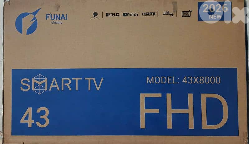 FUNAI 43" Smart TV بعدو جديد 0