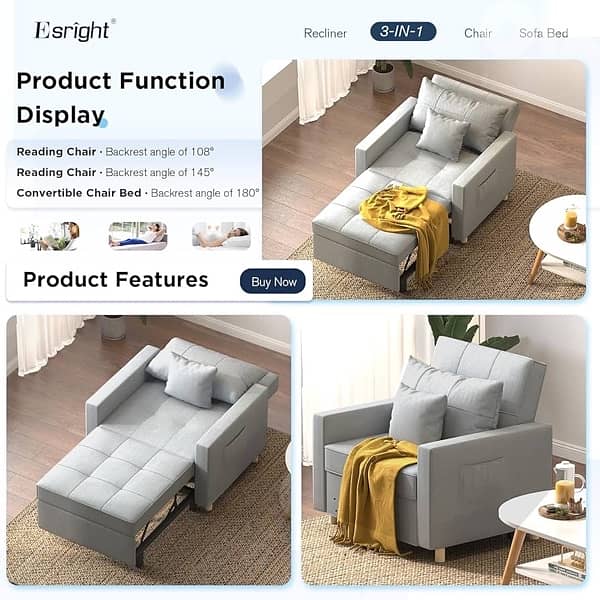 Esright Small Sofa Bed Chair, Folding Chair Bed for Small Room 3