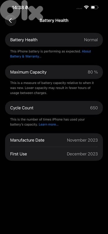 IPhone 15 pro max 256 GB. Battery 80% 6