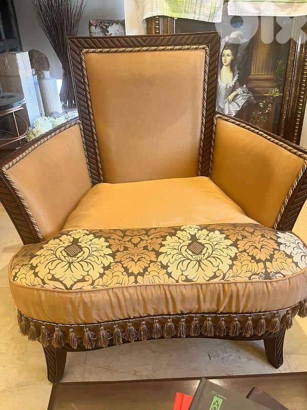 salon 2 seats sofa + 2 chairs (no tables) صالون خشب جودة ومتانة 0