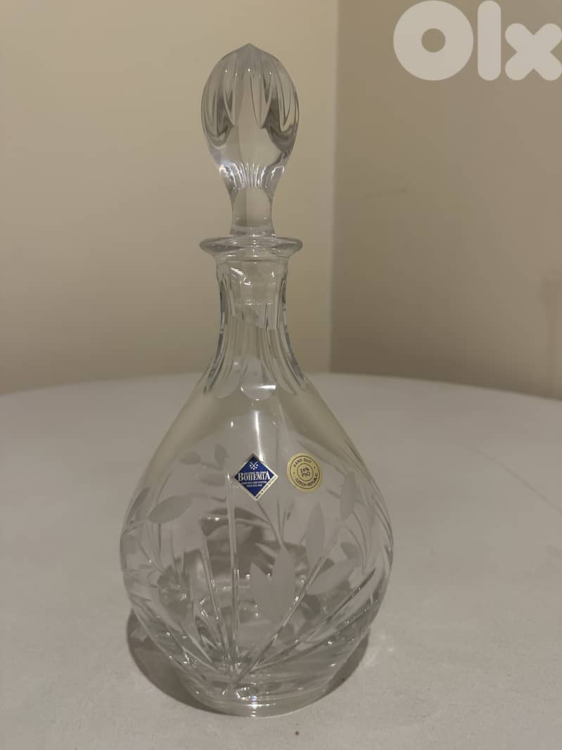 Bohemia Crystal 24% Lead Cut Decanter – Czech Republic – With Stopper 0
