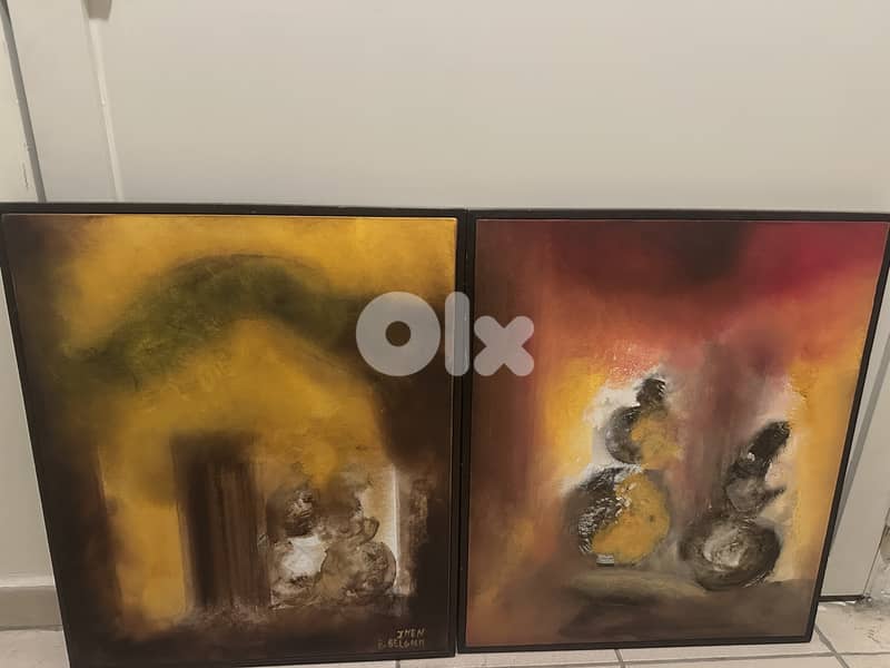 Modern Abstract Framed Painting – Signed – Large Wall Art 0