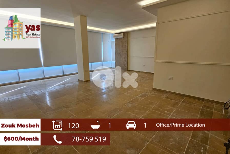 Zouk Mosbeh 120m2 | Office | Rent | Prime Location | Active Street |EL 0