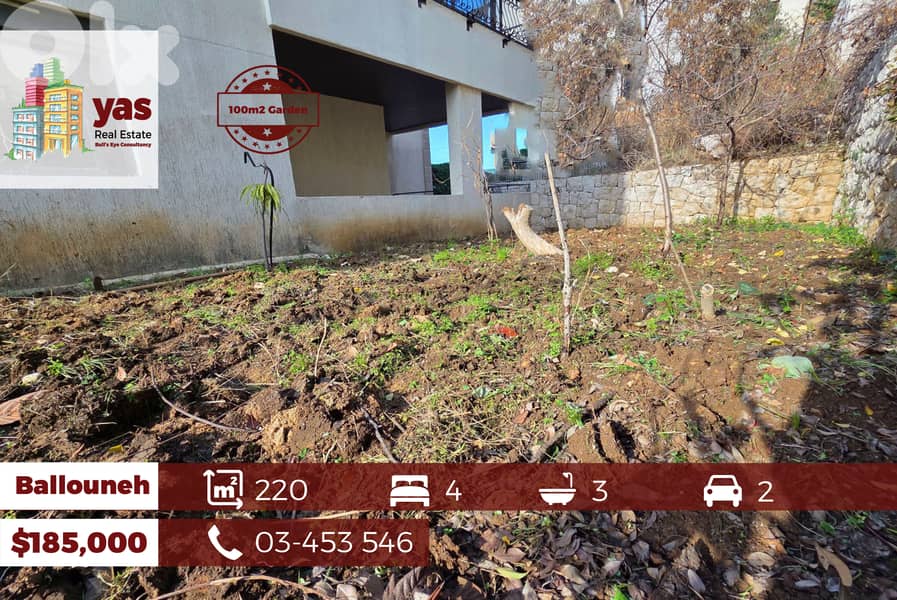 Ballouneh 220m2 | 100m2 Garden | New | Quiet Street | TO 0