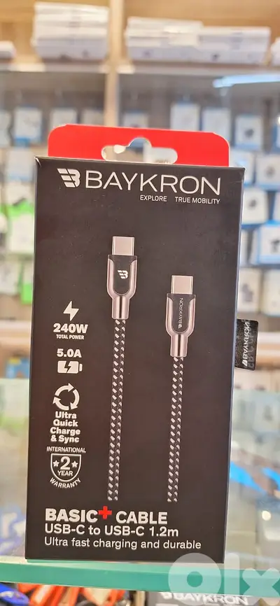 BAYKRON BASIC+ CABLE USB-C TO USB-C 1.2M 240W 5.0A