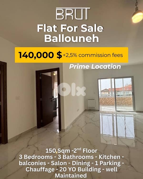 150 sqm Fully Renovated Apartment for sale in Ballouneh 0