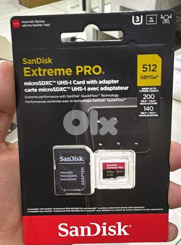 Sandisk Extreme pro microsdxc uhs-I card with adapter 512gb 200mb/s 0