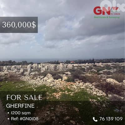 For Sale a beautiful Land in Gherfine 1200m² ONLY for 360K في غرفين