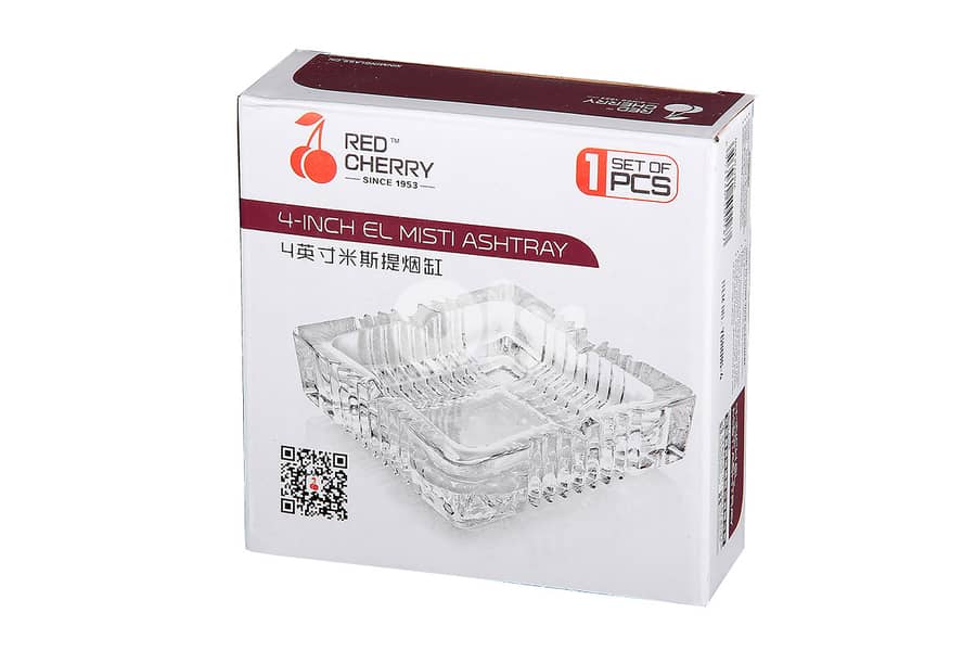 Red Cherry 4-Inch Crystal Glass Ashtray 0