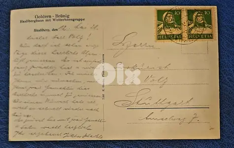 Switzerland 1928 postcard Hasilberg golden Watterhorn mountain Germany