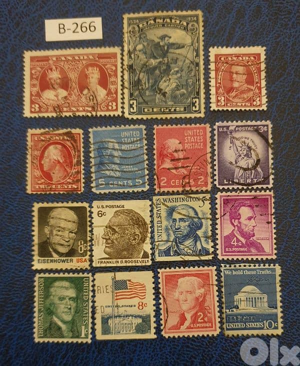 USA & Canada since 1930's 15 vintage stamps Lot# B-266 0