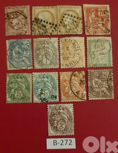 France 1870-1902 vintage 13 stamps.  Lot# B-272