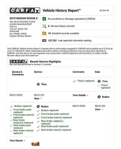 Nissan Rogue 2019 Clean Carfax