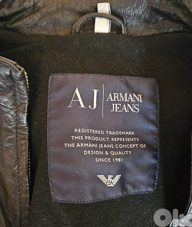 ARMANI JEANS  Genuine Leather Jacket  Black  Size 50 5