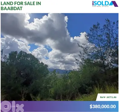 1000m2 land+prime location+open view 4sale in Baabdat - بعبدات