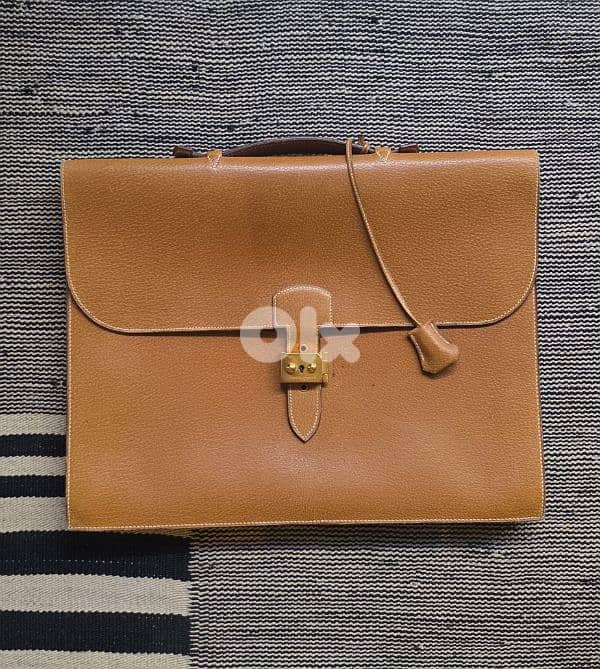 Hermès Sac A Dépêches 41 Cognac Leather Briefase 0