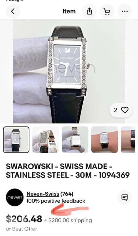 SWAROVSKI WATCH SWISS MADE SWITZRLAND ORIGINAL SAPPHIRE CRYSTAL 30mm 0
