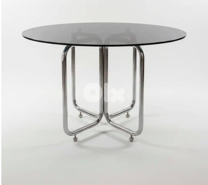 Mid-century modern mesa Tubular relonda chrome table 70s 0