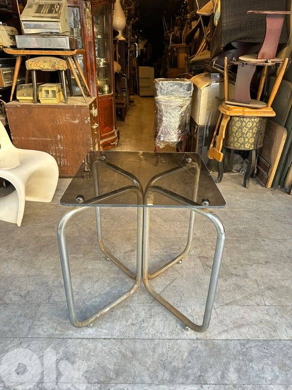 Mid-century modern mesa Tubular relonda chrome table 70s 4