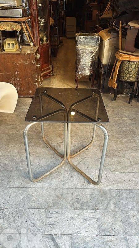 Mid-century modern mesa Tubular relonda chrome table 70s 5