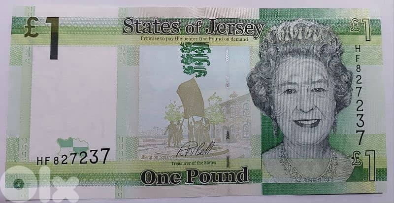 State of Jersey Memorial for Queen Elozabeth II one Pound Banknote 0