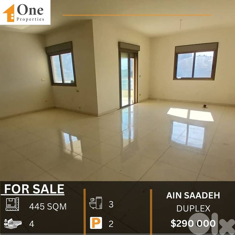 DUPLEX APARTMENT FOR SALE IN AIN SAADEH 0