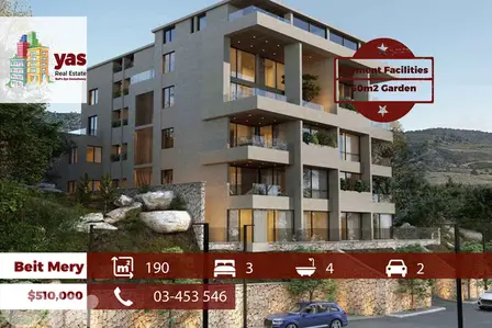 Beit Mery 223m2 | 60m2 Garden | Payment Facilties | Mountain View |TCH