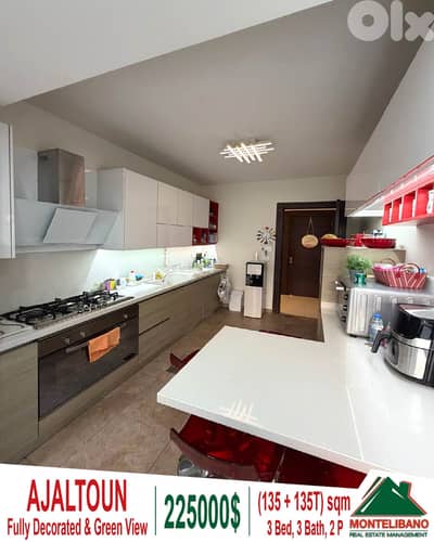 135 sqm Apartment For Sale in Ajaltoun عجلتون with 135 sqm Terrace