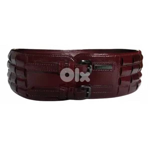 burgundy patent belt 0